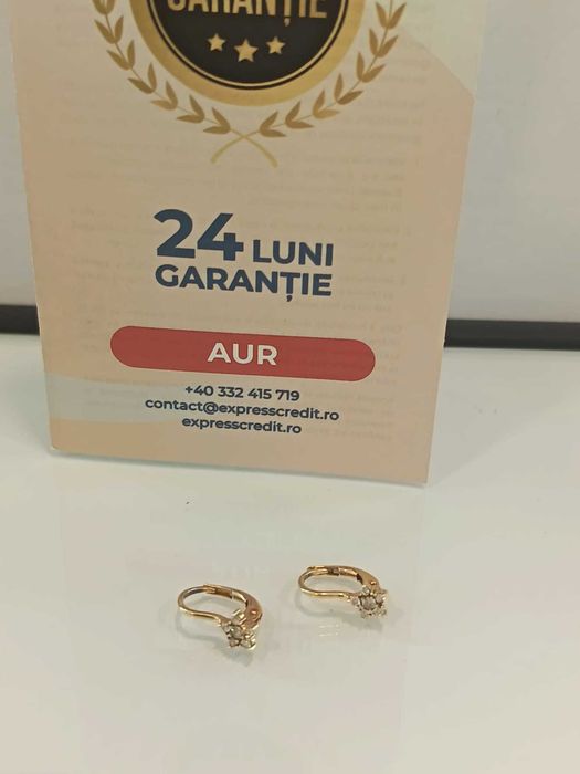 (AG41) Cercei aur 14K b5936 Certificat de garantie