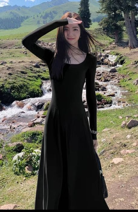 Платье черный,размер м,длинный