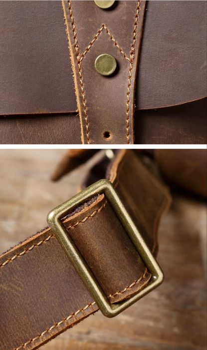 Младежка оригинална винтидж чанта WIECZNE/Луксозна кафява Crazy Horse!