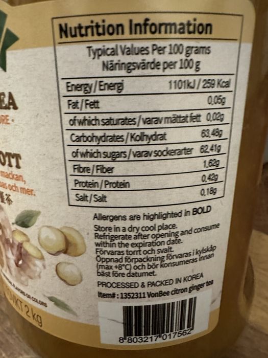 Vonbee citron ginger tea 2.0kg / ceai ghimbir si lamaie