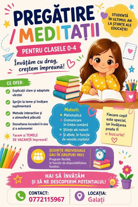 Meditatii înv. primar galati matematica si/sau comunicare/lb romana