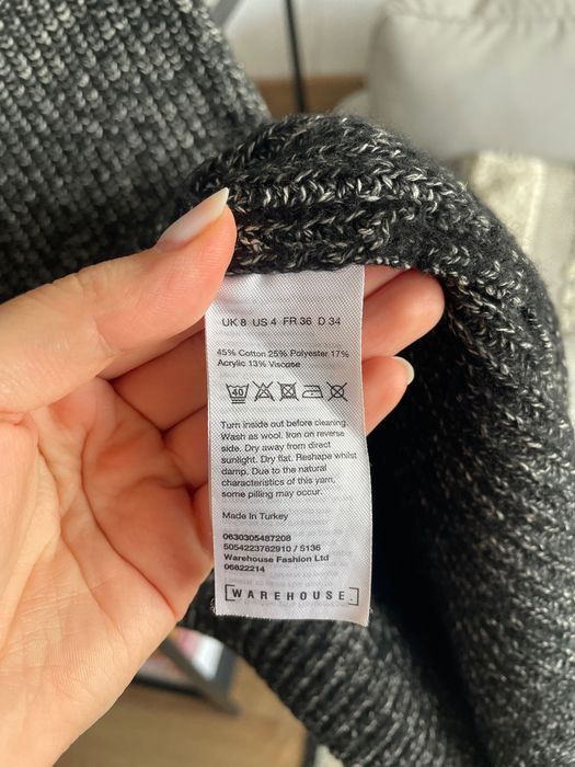 Fustă tricotată negru cu alb midi de toamnă/iarna xs