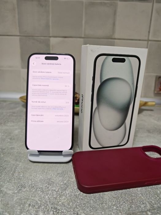 iPhone 15 Black 94%Bat Fullbox Stare foarte buna totul original