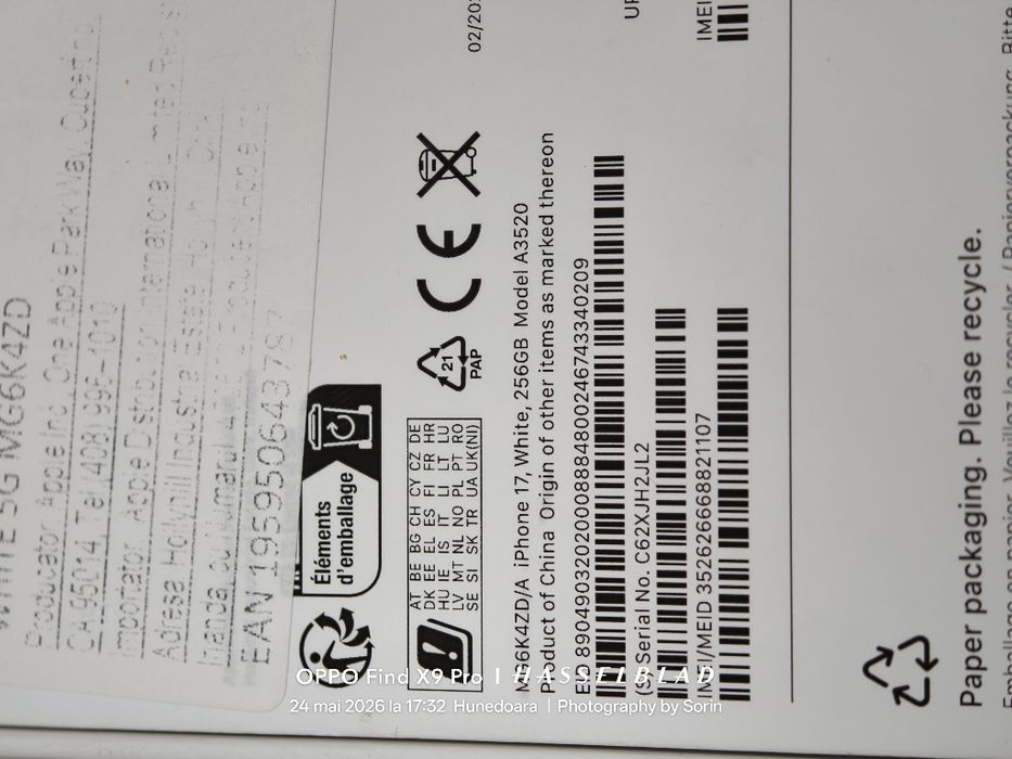 Apple iPhone 17 -256 GB Alb / Factura și Garanție !