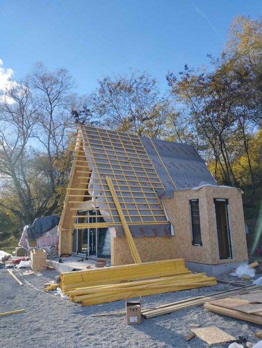 Cabana stil A-Frame, Case, Foisoare si Terase din structura de lemn la comanda