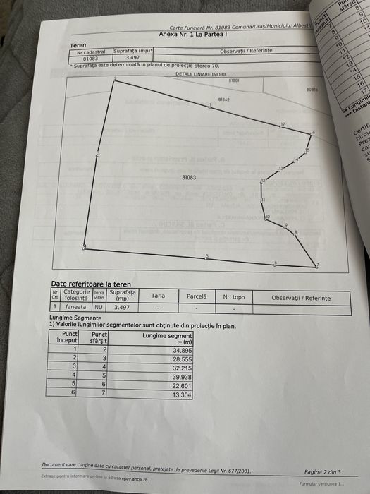 Vand teren extravilan in suprafata de 3500 mp