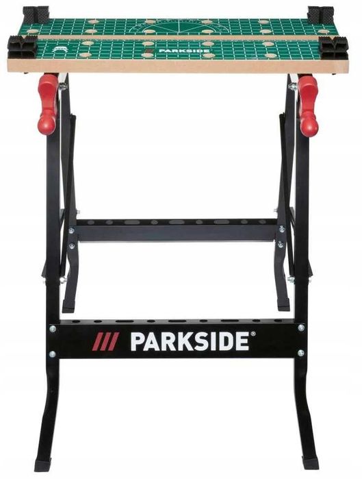 Masa - Banc de lucru pliabila, 150 kg, 605x790x630mm, 4 cleme, ParkSide, culoare negru/verde