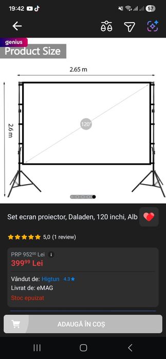 Set ecran  videoproiector
