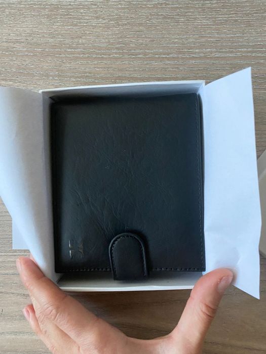 Мъжко портмоне от естествена италианска кожа – черно