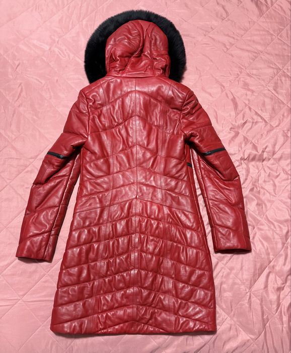 Geaca din piele naturala cu blana de vulpe