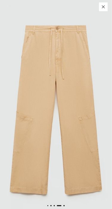 Дамски дълъг карго панталон с връзки на талията Mango - размер L/XL