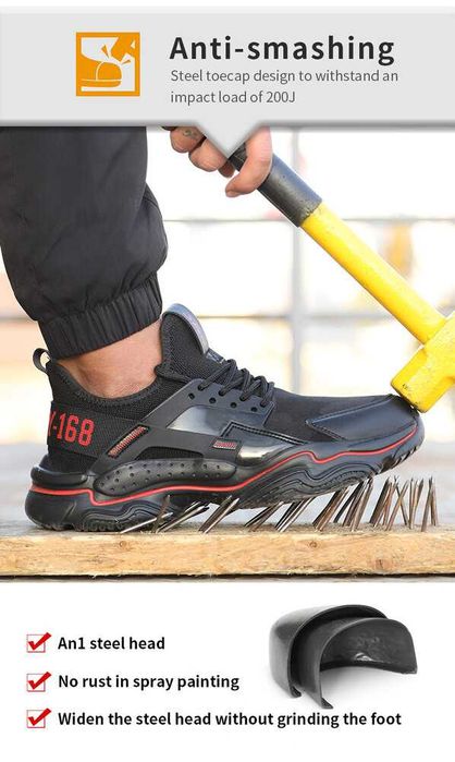 Защитни Работни Обувки Veiras Safety, S1P, Черно / Червено