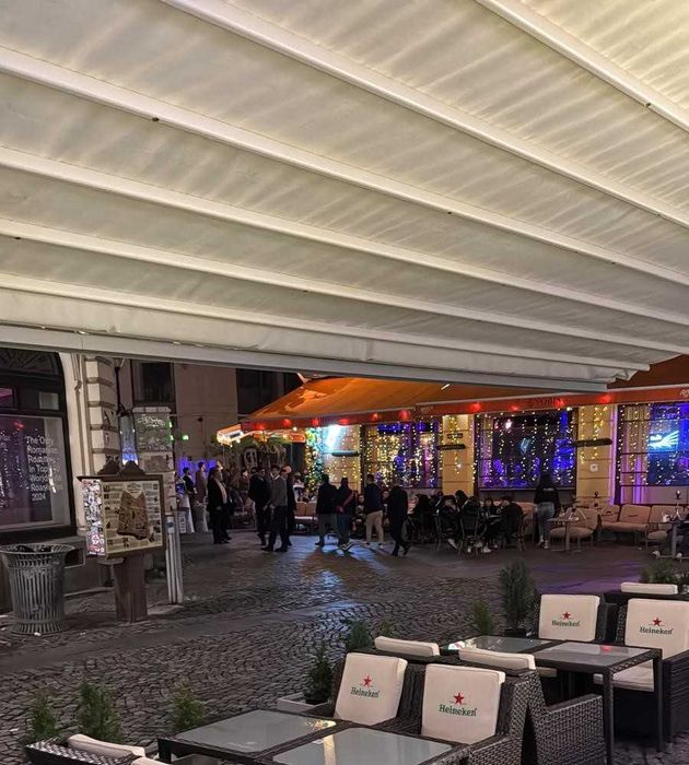 Pergola retractabilă -  Alpha Pergosystem® Premium – 5×8 m și 5×12 m | Motor Somfy | LED | Folosite doar 4 luni