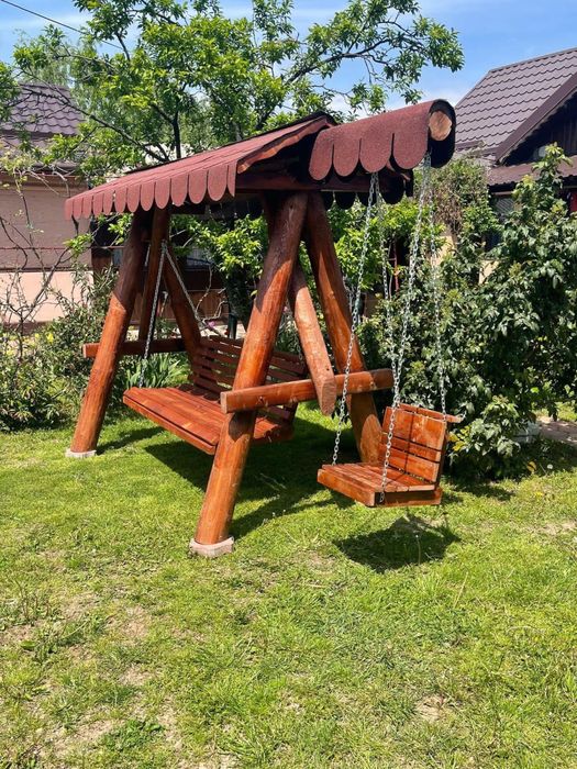 Leagan rustic din lemn masiv / balansoar copii