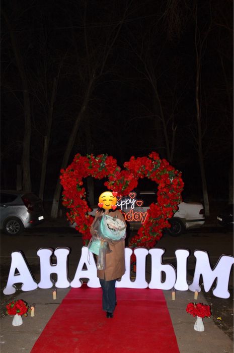 Сердце каркас + буквы, неон