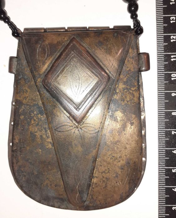 Colier Tribal Tuareg - Amuletă Tcherot, trimetal, Burkina Faso, 400g