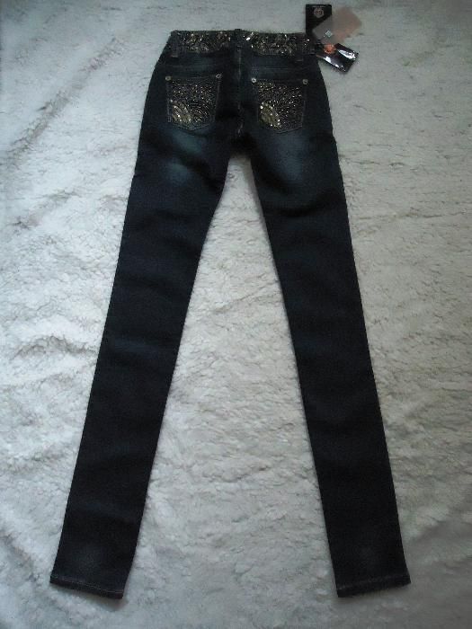 Blugi skinny dama sexy talie joasa paiete margele cristale aurii