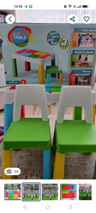 Masa multifunctipnala si 2 scaune 3+ ani