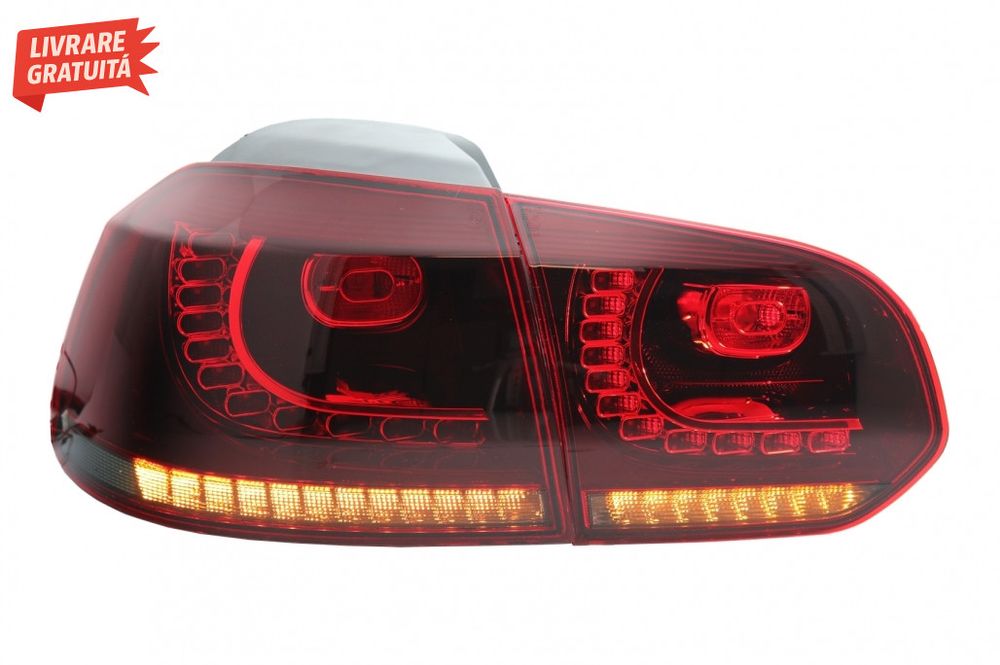 Stopuri Full LED VW Golf 6 VI (2008-2013) R20 Design Rosu Fumuriu cu S