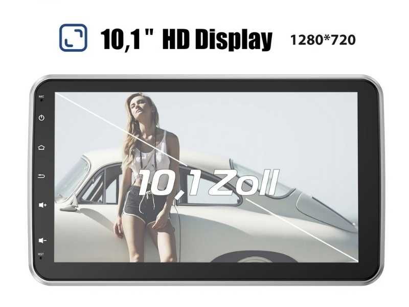 10.1” 1-DIN мултимедия с Android 14, 8-core CPU 6/128GB ,  4G/LTE, RDS, CarPlay и AndroidAuto