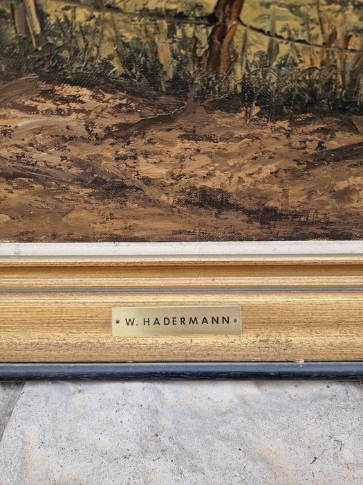 Уникална огромна антикварна майсторска авторска картина масло платно