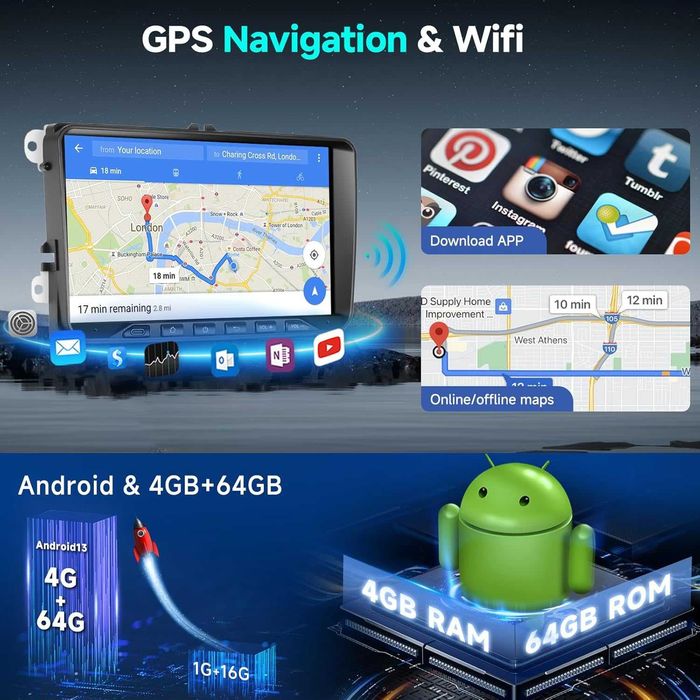 4G + 64G Android автомобилно радио за VW Golf 5 6 Polo Passat