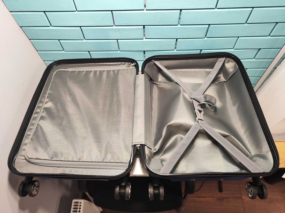 KONO твърд куфар 55 см 39 л с 4 колела и TSA ключалка тъмносин