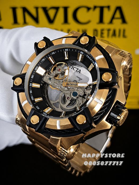 INVICTA Gunmetal Skeleton Gold 52 mm, Инвикта нов мъжки часовник