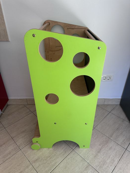 Learning Tower - Turn de învățare Montessori din lemn cu tobogan