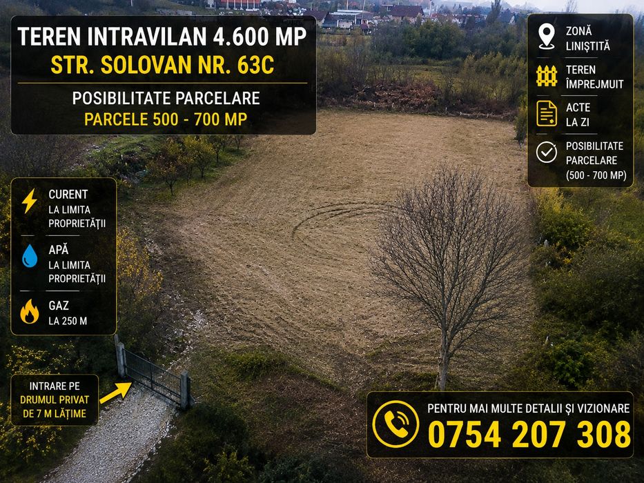 4.600 MP / INTRAVILAN / STR. SOLOVAN / PARCELARE/Electricitate +Apa la proprietate”