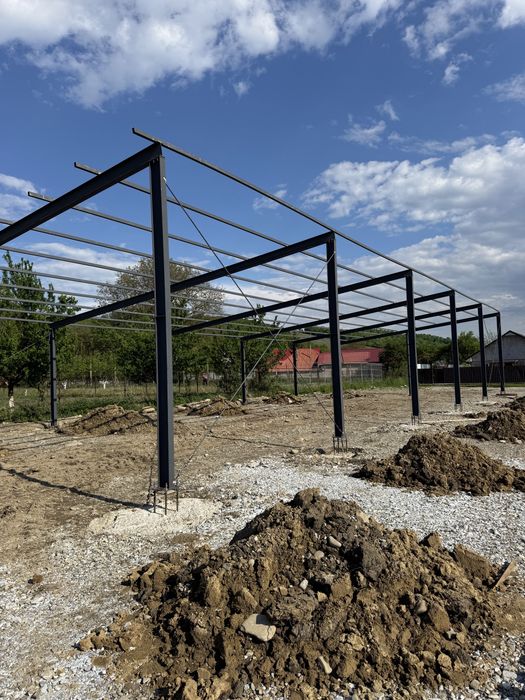 Hala metalica 14 m latime x33 m lungime.  4 m strasina din ipe 200 ferme si hea 180 stalpi