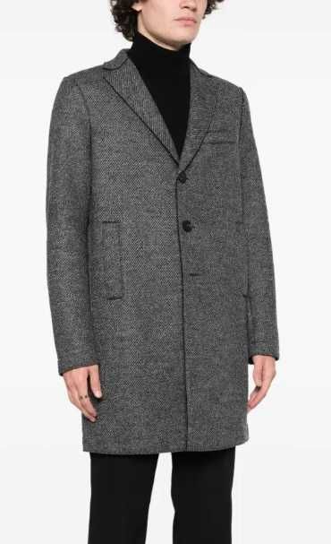 Palton slim 52 XL premium Bogie Italy lana moale Herringbone grey