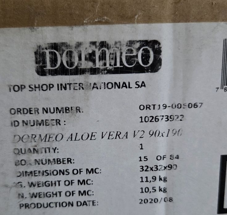 2 BUC. Saltea Dormeo Aloe Vera 90×190cm×16cm grosime  NOUA