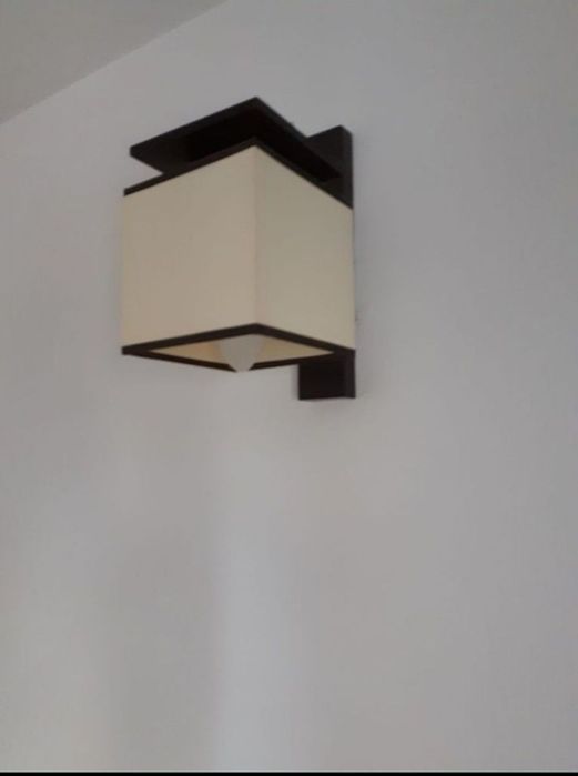 aplica dormitor hol birou bec soclu E14 Corp iluminat lemn si panza