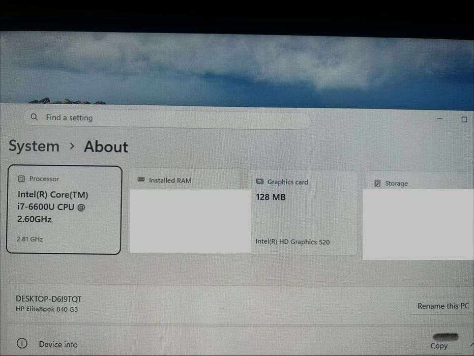 Hp Intel I7 6600U