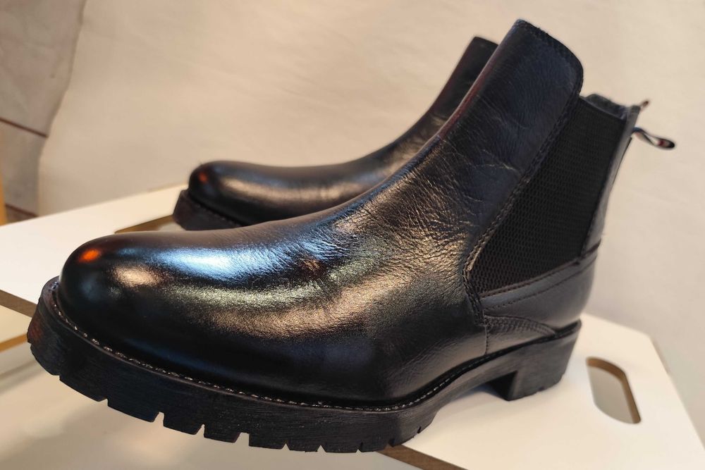 Ghete chelsea 44 premium Daniel Hechter piele naturala moale negru