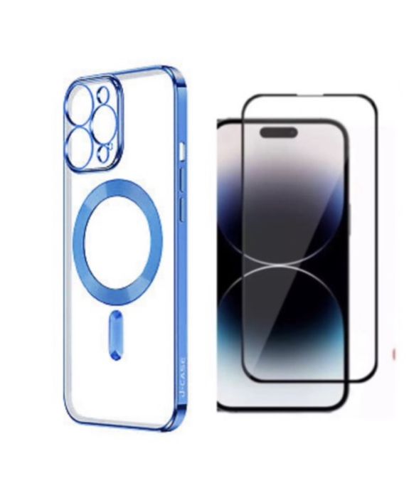 Husa Clear Rainbow + Folie Sticla Visual Iphone 14/15/16e/PRO/MAX/PLUS