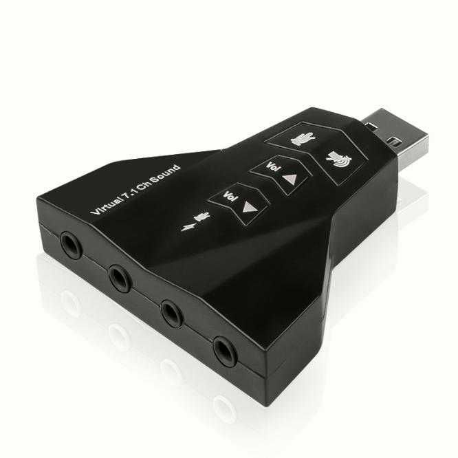 Преносима Звукова Карта Двоен Аудио Адаптер за USB порт 3D Virtual7.1 Канала Външна Музикална Карта за Компютър Лаптоп 3.5mm Жак Вход за 2х Микрофона