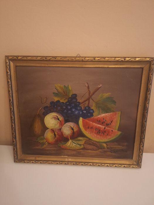 Vand doua tablouri vechi pictate pe panza si semnate