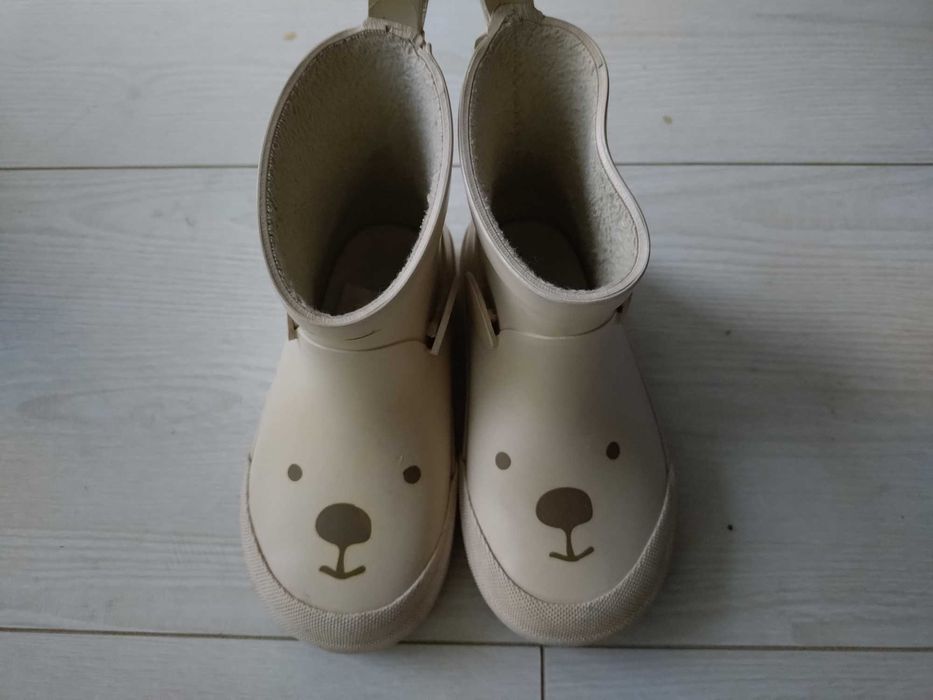 [Cizme guma copii] Marca H&M, crem, nr 23, model ursulet