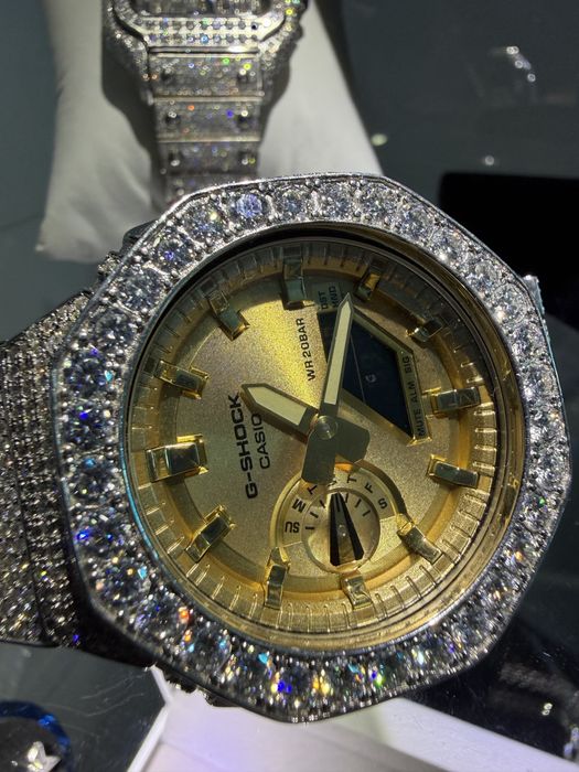 Ceas G-shock GA2100 Custom Argint 925 & Diamante VVS-1 Moissanite