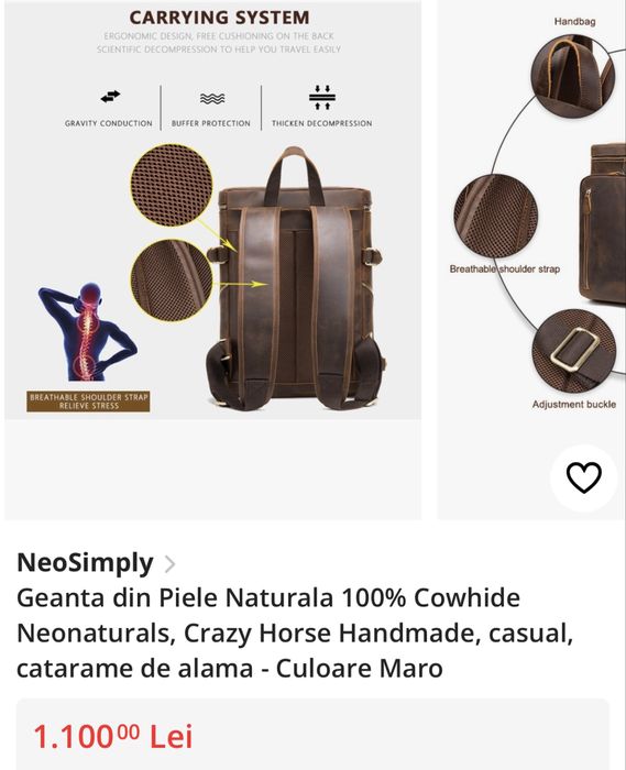 Ghiozdan din piele naturala