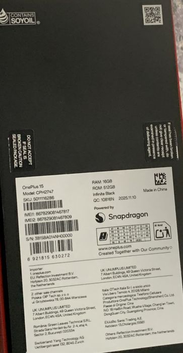 OnePlus 15 5G (Infinite Black) 512GB / 16+12GB RAM Global cu Factură