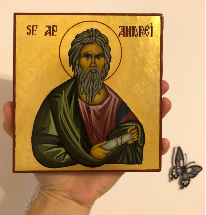 Icoana Sfantul Andrei Pictata Manual (foita de aur)