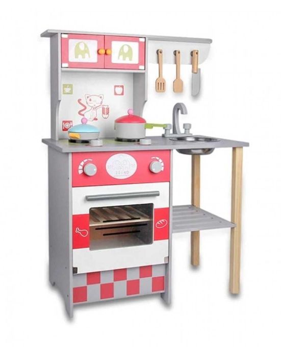 Цялостна многофункционална дървена детска кухня