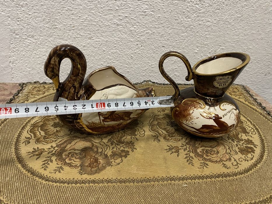 Ваза кутия Двоен сет от порцелан белгия с ловен мотив