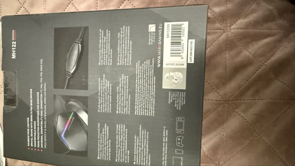 Casti cu microfon ,Rgb , cu fir Mars Gaming MH122 albe noi sigilate