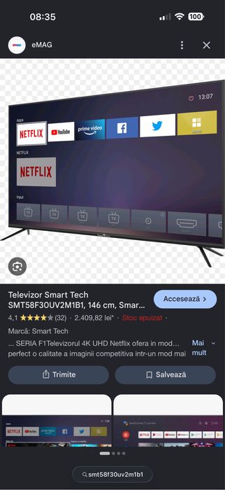 Smart Tech 146 cm plasma tv led
