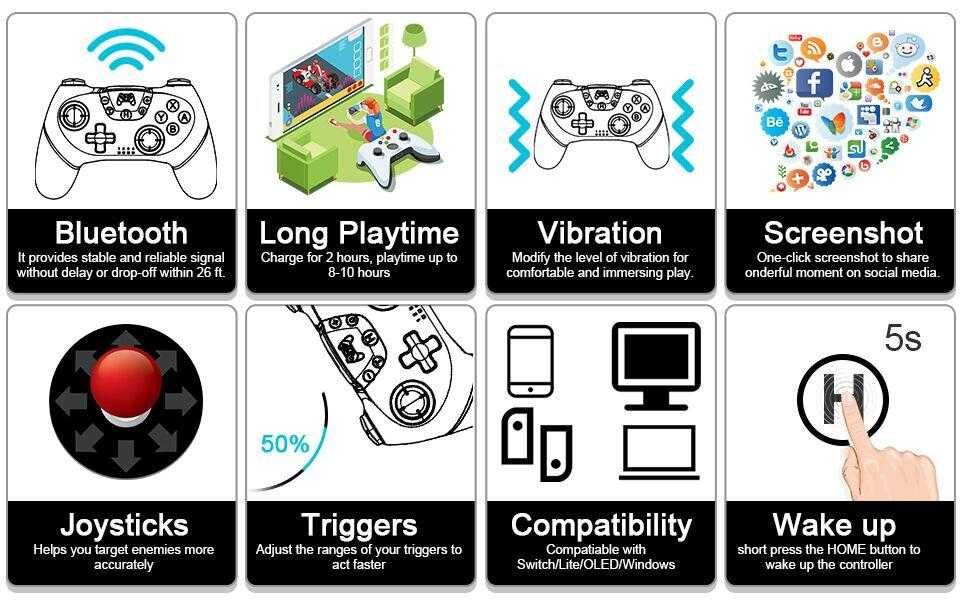 Безжичен контролер за Nintendo и компютър PC от Diswoe