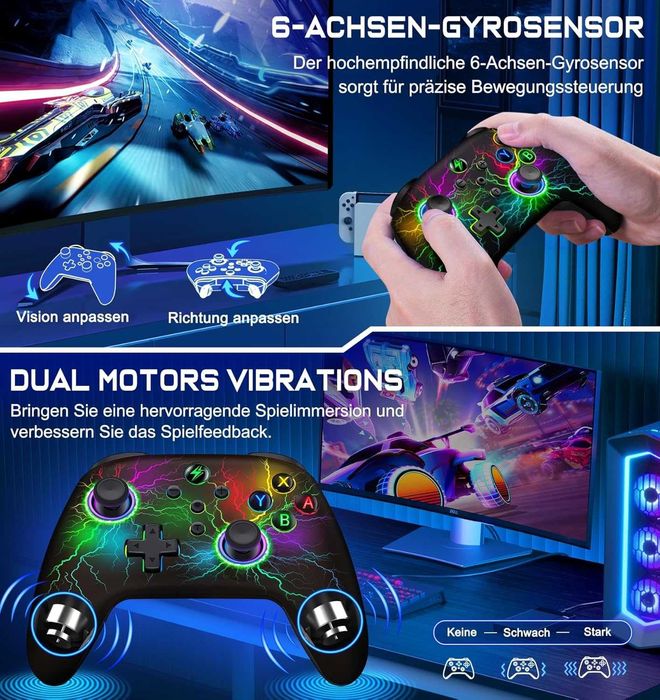 Безжичен геймпад RGB и макро бутони за PC,Nintendo,iOS и Android!Топ!